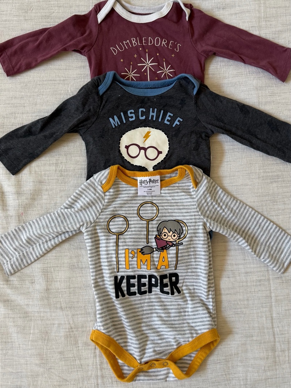 Harry Potter Long-Sleeve Baby Onesies Bodysuits - set of 3